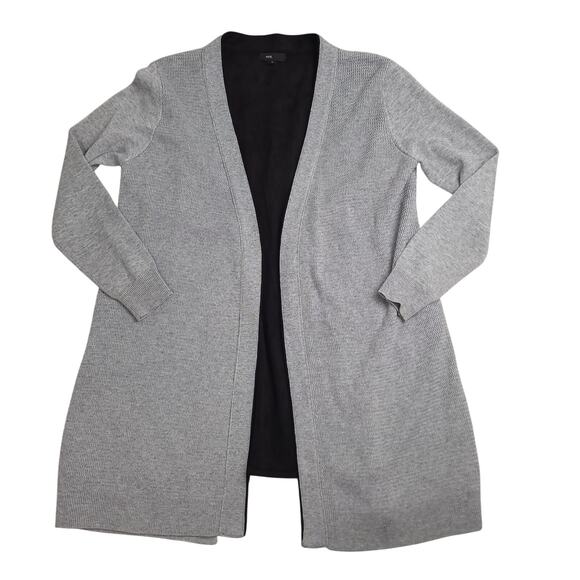 Fate Women’s Open Front Cardigan Sz Large Gray Black Wool Blend Sweater EUC - Picture 2 of 11